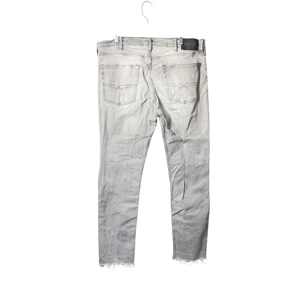 Signature Levi Strauss S37 Slim Fit Gray Jeans Raw Hem Mens 38x32 (Act 38 x 29)